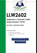 LLW2602 Assignment 2 (QUALITY ANSWERS) Semester 2 2024