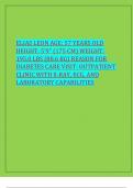 ELIAS LEON AGE: 57 YEARS OLD HEIGHT: 5'9" (175 CM) WEIGHT: 195.0 LBS (88.6 KG) REASON FOR DIABETES CARE VISIT: OUTPATIENT CLINIC WITH X-RAY, ECG, AND LABORATORY CAPABILITIES