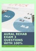 AURAL REHAB EXAM 3 QUESTIONS WITH 100% SOLVED SOLUTIONS!!