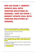 NUR 265 EXAM 1, NEWEST  UPDATE 2024, WITH  VERIFIED SOLUTIONS {A+  GRADED}