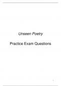 Unseen poetry study pack - practice questions - different difficulties - how to approach these exam questions - professor material