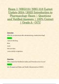 Exam 1: NSG318 / NSG 318 (Latest Update 2024 / 2025) Introduction to Pharmacology Exam | Questions and Verified Answers | 100% Correct | Grade A - GCU