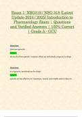 Exam 1: NSG318 / NSG 318 (Latest Update 2024 / 2025) Introduction to Pharmacology Exam | Questions and Verified Answers | 100% Correct | Grade A - GCU