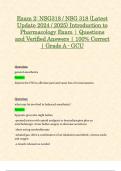 Exam 2: NSG318 / NSG 318 (Latest Update 2024 / 2025) Introduction to Pharmacology Exam | Questions and Verified Answers | 100% Correct | Grade A - GCU