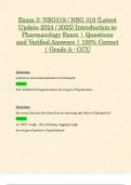 Exam 3: NSG318 / NSG 318 (Latest 2024 / 2025 Updates STUDY BUNDLE WITH COMPLETE SOLUTIONS) Introduction to Pharmacology Exam | Questions and Verified Answers | 100% Correct | Grade A - GCU