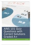 AINS 101 Quiz Questions with Correct Solutions Graded A+