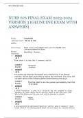 NURS 676 FINAL EXAM 2023-2024 VERSION 3 (GEUNUINE EXAM WITH ANSWERS).