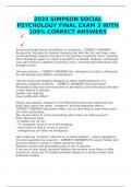 2024 SIMPSON SOCIAL PSYCHOLOGY FINAL EXAM 3 WITH 100% CORRECT ANSWERS