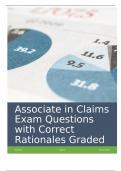 Associate in Claims Exam Questions with Correct Rationales Graded A+