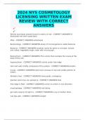 2024 NYS COSMETOLOGY LICENSING WRITTEN EXAM REVIEW WITH CORRECT ANSWERS