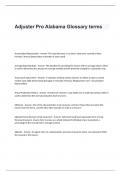 Adjuster Pro Alabama  Exam Questions and Answers-Glossary terms