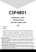 CSP4801 Assignment 4 (ANSWERS) 2024 - DISTINCTION GUARANTEED