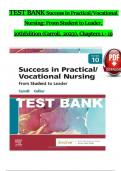 TEST BANK For Success in Practical Vocational Nursing 10th Edition by Carrol Collier, Verified Chapters 1 - 19, Complete Newest Version