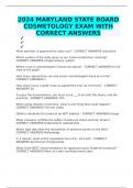 2024 MARYLAND STATE BOARD COSMETOLOGY EXAM WITH CORRECT ANSWERS