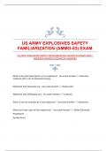 US ARMY EXPLOSIVES SAFETY FAMILIARIZATION (AMMO-63) EXAM 2024|VERIFIED|UPDATED|COMPLETE ANSWERS