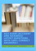 A&S EXAM (ACCIDENT AND SICKNESS) LATEST QUESTIONS WITH 100% CORRECT ANSWERS!!