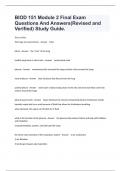 BIOD 151 Module 2 Final Exam Questions And Answers(Revised and Verified) Study Guide.