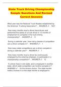 State Truck Driving Championship  Sample Questions And Revised  Correct Answers