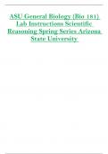 ASU General Biology (Bio 181)  Lab Instructions Scientific  Reasoning Spring Series Arizona State University