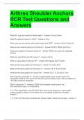 Arthrex Shoulder Anchors RCR Test Questions and Answers