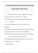 The Ultimate BIO 106 Final Exam Study Guide Q&A 100% Pass