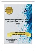 AUI4862 Assignment 3 (COMPLETE ANSWERS) 2024 - DUE 8 August 2024 ; 100% TRUSTED Complete, trusted solutions and explanations.