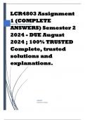 LCR4803 Assignment 1 (COMPLETE ANSWERS) Semester 2 2024 - DUE August 2024 ; 100% TRUSTED Complete, trusted solutions and explanations