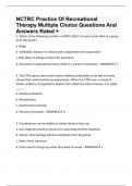 NCTRC Practice Of Recreational Therapy Multiple Choice Questions And Answers Rated +