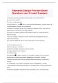 Research Design Practice Exam Questions and Correct Answers