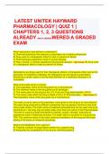 LATEST UNITEK HAYWARD PHARMACOLOGY | QUIZ 1 | CHAPTERS 1, 2, 3 QUESTIONS 2024 ALREADY ANSWERED A GRADED EXAM 