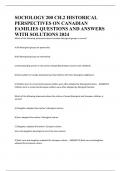 SOCIOLOGY 200 CH.2 HISTORICAL PERSPECTIVES ON CANADIAN FAMILIES QUESTIONS AND ANSWERS WITH SOLUTIONS 2024