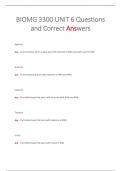 BIOMG 3300 UNIT 6 Questions  and Correct Answers 