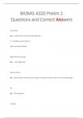 BIOMG 4320 Prelim 1 Questions and Correct Answers