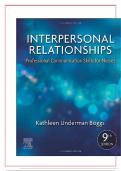 TEST BANK INTERPERSONAL RELATIONSHIPS PROFESSIONAL COMMUNICATION SKILLS FOR NURSES 9TH EDITION BY ELIZABETH C. ARNOLD, KATHLEEN UNDERMAN BOGGS ISBN NO:0323551335 QUESTIONS & ANSWERS COMPLETE AND WELL EXPLAINED AND  VERIFIED BY EXPERTS 100% CORRECT | LATES