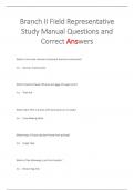 Branch II Field Representative  Study Manual Questions and  Correct Answers