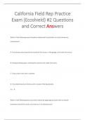 California Field Rep Practice  Exam (Ecoshield) #2 Questions  and Correct Answers 