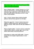 Microbiology Lab UTA Final Exam With 100% Correct Answers 