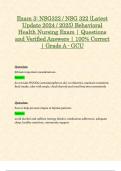 Exam 3: NSG322 / NSG 322 (Latest Update 2024 / 2025) Behavioral Health Nursing Exam | Questions and Verified Answers | 100% Correct | Grade A - GCU