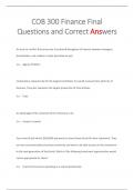 COB 300 Finance Final Questions and Correct Answers