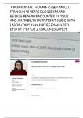 I human case camilla franklin 48 years old 163cm and 65.5kgs reason encounter fatigue and irritability outpatient clinic with laboratory capabilities evaluated step by step well explained latest 