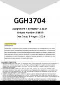 GGH3704 Assignment 1 (ANSWERS) Semester 2 2024 - DISTINCTION GUARANTEED