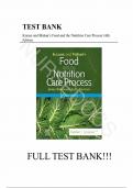 Test Bank - for Krause and Mahan’s Food and the Nutrition Care Process, 16th Edition by Janice L Raymond, All Chapters 1-45 | Complete Guide A+ 