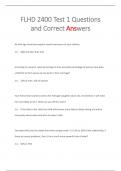 FLHD 2400 Test 1 Questions  and Correct Answers 