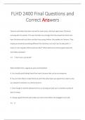 FLHD 2400 Final Questions and  Correct Answers 