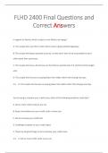 FLHD 2400 Final Questions and  Correct Answers