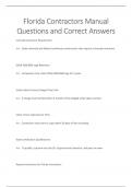 Florida Contractors Manual  Questions and Correct Answers