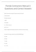 Florida Contractors Manual 3 Questions and Correct Answers