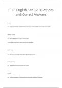 FTCE English 6 to 12 Questions  and Correct Answers