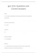 gov 312L Questions and  Correct Answers