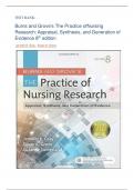 TEST BANK: Burns and Grove's The Practice ofNursing Research: Appraisal, Synthesis, and Generation of Evidence 8th edition Jennifer R. Gray , Susan K. Grove